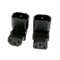 Adaptateur d'extension d'alimentation IEC mâle C14 vers femelle C13 à angle droit 90 degrés, pour PDU UPS, 3 broches, 250V 10A, connecteur IEC320, protection contre les surcharges