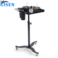Kisen prix bon marché coiffure plateau d'organisation intelligent mobile pliant en acier inoxydable Beautyshop chariot à plateau d'extension de cheveux