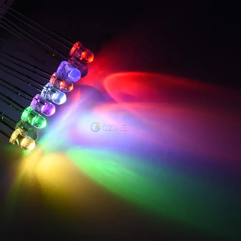 Projecteur de lumière à haute luminosité, éclairage Led rond 3v, 3mm, 5v, source d'usine, clair, rouge, blanc, bleu, vert