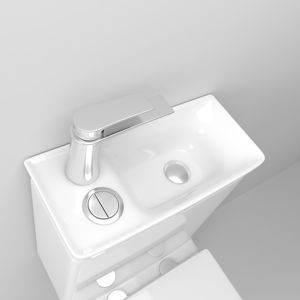 Toilet Keramik Satu Bagian Model Tornado Washdown Bulat untuk Kamar Mandi Timur Tengah, Dilengkapi Wastafel dan Keran, GOSE 3042D - Product Image 5