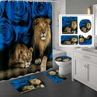 Rideau de Douche Bicolore Orange et Blanc à Motif Tigres, Thème Famille, Imprimé Animal, en Polyester, Moderne, Imperméable, Ensemble de Salle de Bain avec 12 Crochets, Chaleureux