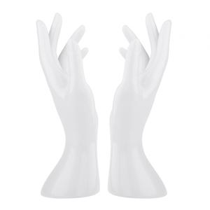 1 paio di manichini femminili multifunzionali per la visualizzazione di gioielli per anulare fotografia puntelli di colore bianco - Product Image 6
