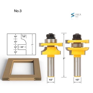 L-N003 8# 2 Bits Rail & Stile Router Bit Set  Bevel -1/2" Shank Door Knife Woodworking Cutter Tenon Cutter - Product Image 4