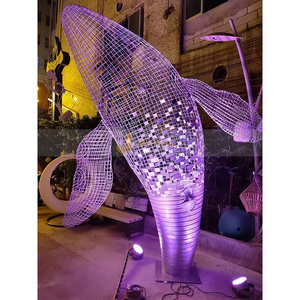 J12ประติมากรรมโลหะสำหรับตกแต่งโรงแรมรูปปั้นสัตว์กลางแจ้งประติมากรรมสแตนเลส - Product Image 1