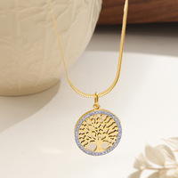 Nouveau Collier Pendentif Femme Tendance Luxe Léger Chaîne de Clavicule Creuse Haut de Gamme Arbre Inoxydable TGXL12060