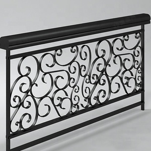 Outdoor Wrought Iron <strong>Hand</strong> <strong>Railings</strong> for Stairs with <strong>Wood</strong> - Product Image 4