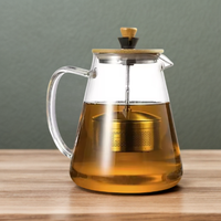 Théière en verre résistant à la chaleur avec infuseur en acier inoxydable récipient chauffé théière bonne bouilloire claire paniers de filtre carrés