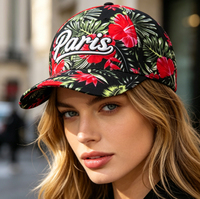 Gorra de Béisbol con Flores Tropicales Personalizada al por Mayor, Gorra de Béisbol Floral con Bordado 3D Personalizado con Logotipo