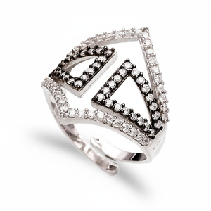 Anillo ajustable de piedra de circón negro de diseño delicado, joyería de plata de ley 925 hecha a mano turca al por mayor - Product Image 2