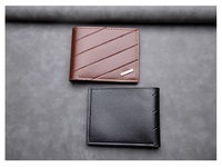 Dompet Pendek Lipat Dua Multi-Kartu Pria, Kulit PU Modis Bermotif Geometris, Ringan dan Sederhana, dengan Lapisan Poliester