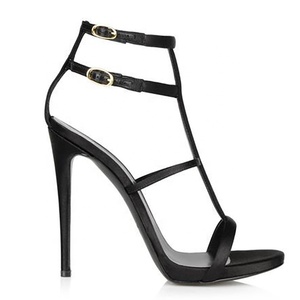 <span class=keywords><strong>Sandali</strong></span> Estivi da Donna con Tacco Alto, Punta Aperta, Cinturino alla Caviglia in <span class=keywords><strong>Raso</strong></span> Nero - Product Image 4