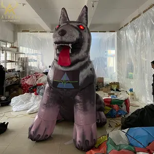 Wolfshond Hond Mascotte, Yard Outdoor Opblaasbare Wolf Hond Ballon Met Led Verlichting