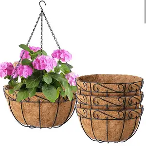 Factory Steel <strong>Wire</strong> Hanging <strong>Basket</strong> with Coconut Fibre - Product Image 1