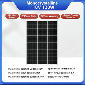Panneau solaire monocristallin en silicium 18V 120W pour la production d'énergie solaire en extérieur, installation gratuite - Product Image 3