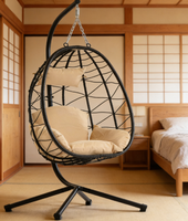 Chaise ovale, balcon, extérieur, rotin, chaise suspendue, chaise à bascule, pliable, terrasse, balançoire
