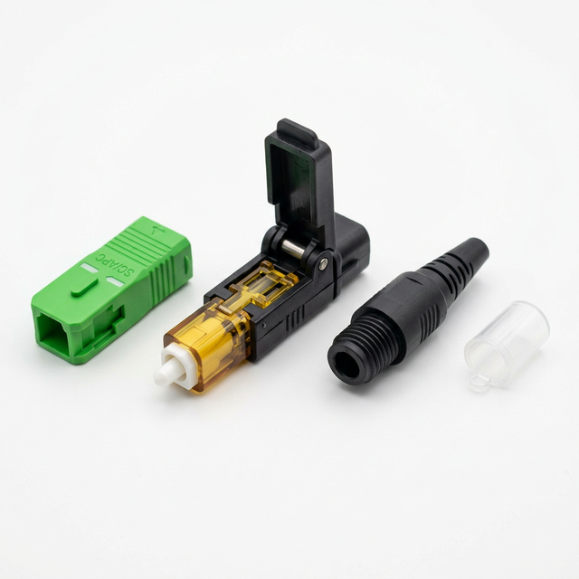 FTTH SC/APC Fiber Optic Fast Connector with Lever-type Locking Mechanism, Flip-top Field Assembly Connector