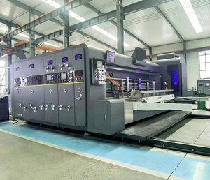 Máquina ranuradora y troqueladora de impresora de 4 colores de alimentación automática con apilador para fabricación de <span class=keywords><strong>cartón</strong></span> corrugado - Product Image 1