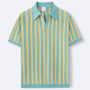 Ottoknit Polo en tricot à rayures Style breton classique Col côtelé Polo en tricot intemporel pour hommes - Product Image 1