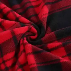 gestrickt zweiseitig pinsel und eine seite anti-vlies rot und schwarz kariert gedruckter mikro polar vliesstoff - Product Image 3