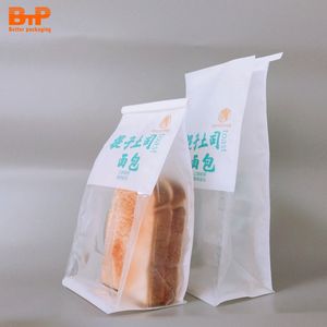 Sacs en papier kraft personnalisés avec fenêtre pour emballage de pain grillé <span class=keywords><strong>BTP</strong></span>, sacs alimentaires en plastique écologiques pour farine, fabrication OEM - Product Image 1