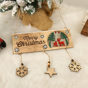 Nouveau créatif décorations d'arbre de noël nouvel an décorations de fête de vacances bricolage porte suspendu noël en bois artisanat décor - Product Image 1