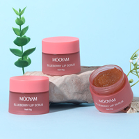 MOOYAM Label pribadi semangka Blueberry Peach 3 rasa Scrub bibir alami Perawatan Bibir Exfoliator pencerah 15g Scrub bibir