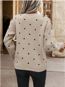Autunno/inverno nuovo stile Pullover girocollo Jacquard a <span class=keywords><strong>pois</strong></span> maglieria a maniche lunghe-maglione Casual e di temperamento elegante - Product Image 2