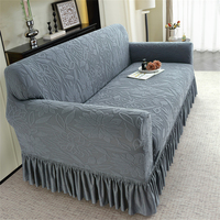 Jupe élastique à motif de feuilles jacquard ensemble de housses de canapé 1 2 3 places en forme de L pour le salon vente en gros