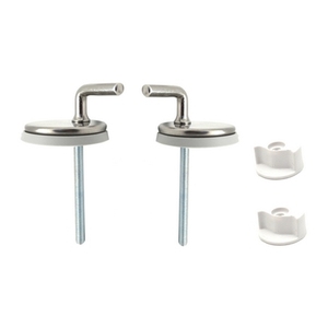 Supports de siège de toilette chromés, largeur 19,4 cm, hauteur 7,8 cm, avec capuchons en plastique pour une installation sécurisée - Product Image 1