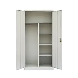 Durable steel closet 2 door clothing garage storage cupboard metal iron wardrobe locker cabinet