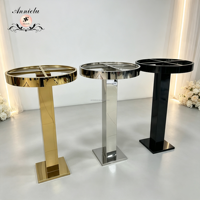 ANNIELU Nouveaux grands centres de table en métal doré avec perles acryliques, supports à fleurs et vases pour décorations de table de mariage, événements et fêtes