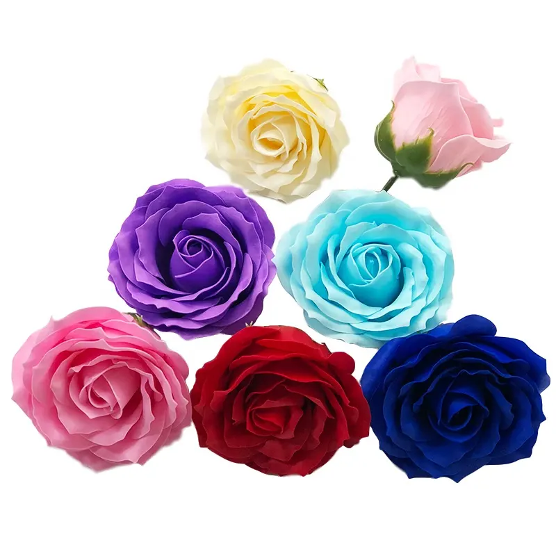 Christmas Decorations Yiwu Factory Direct Sales Artificial 6 Layer Soap Flower Rose Heads Bouquet Wedding Wall Handmade DIY Art