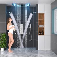 Système de douche thermostatique 2-en-1 Homedec à 5 modes, avec pommeau de douche pluie mural/plafond, deux douches murales de 6 pouces et 6 jets latéraux