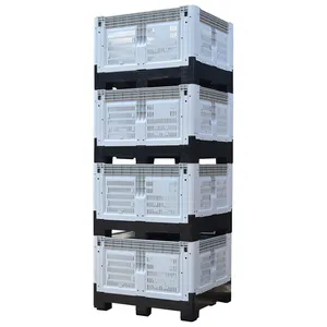 Caja de palés plegable de plástico de fábrica, contenedor de palés, caja de palés de plástico apilable plegable para granja