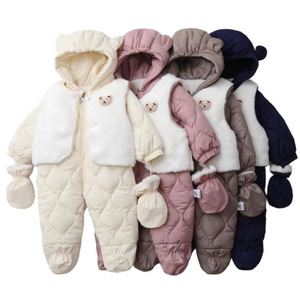 Mono de Bebé con Capucha de Felpa de Coral, Diseño de Oso, Manga Larga, para Niños y Niñas, Otoño Invierno, Abrigo Cálido para Bebés, con Cremallera - Product Image 3