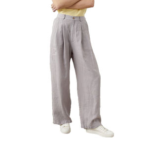 Wholesale <b>Linen</b> Pleated <b>Trousers</b> Pants Wide Leg Summer ODM Low MOQ - Product Image 2