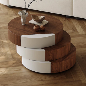 Designer creativo impiallacciatura di noce tavolino per <span class=keywords><strong>la</strong></span> casa piccolo appartamento vernice rotante tavolo centrale per il soggiorno - Product Image 1