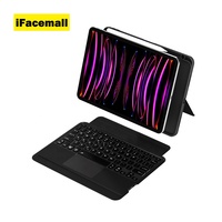 IFacemall Nueva Funda con Teclado Completo Dividido para iPad Pro 12.9, Touchpad Magnético, Retroiluminación RGB, Funda Protectora Inalámbrica de 2.4Ghz