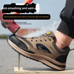 Chaussures de sécurité à bout d'acier pour hommes, chaussures de randonnée en plein air, résistantes aux produits chimiques et à l'huile, antidérapantes, pour le travail, chaussures de protection anti-écrasement et anti-crevaison - Product Image 2