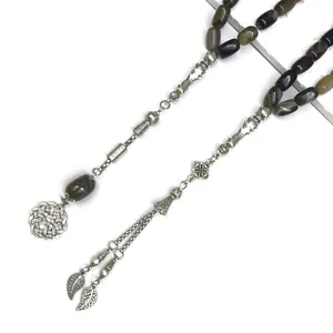 Piedra Tasbih Tesbih Piedras naturales Cuentas <span class=keywords><strong>Rosario</strong></span> de piedras preciosas <span class=keywords><strong>Rosario</strong></span> musulmán Aqeeq Ágata Cuentas de oración - Product Image 4