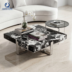 Foshan Hotel Project, sofá de mármol de piedra Natural maciza, juego de mesa de centro para apartamento, muebles de sala de estar personalizados de alta calidad - Product Image 3