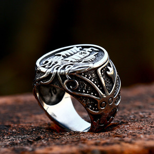 Anillo de Acero Inoxidable con Diseño de Tentáculo de Pulpo, Monstruo Marino Nórdico, Barco <span class=keywords><strong>Drakkar</strong></span> Vikingo Vintage, para Hombre - Product Image 3