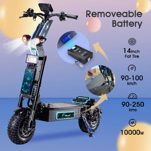 Trottinettes pliantes puissantes FLJ <span class=keywords><strong>X14</strong></span> 72V 12000W améliorées avec batterie amovible, pneus tout-terrain de 14 pouces, trottinette électrique - Product Image 2