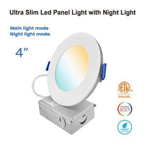 Panel <span class=keywords><strong>LED</strong></span> Empotrable Delgado sin Caja de 4 Pulgadas con Luz Nocturna, 5 Temperaturas de Color Seleccionables, 120V, Regulable, con Certificación ETL para Ubicaciones Húmedas - Product Image 2