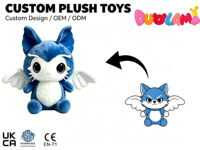 Peluche animal ailé, adorable loup bleu, jouet en peluche doux pour enfants, idéal pour la chambre de jeu et comme cadeau pour enfants