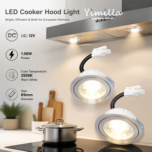 Lot de 2 lampes <span class=keywords><strong>LED</strong></span> encastrées pour <span class=keywords><strong>hotte</strong></span> de cuisine, 12V 1.2W, éclairage encastré pour <span class=keywords><strong>hotte</strong></span> <span class=keywords><strong>aspirante</strong></span>, éclairage d'armoire - Product Image 1