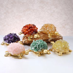 JD GEMS Vente en gros de pierres naturelles <span class=keywords><strong>Améthyste</strong></span> Tortue Artisanat Fengshui Cristal de guérison Tortue Figurine pour la décoration de la maison - Product Image 5
