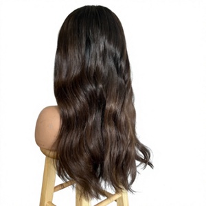 วิกผมยาวสีน้ำตาลเข้มทรงลอนแบบแฟชั่น  วิกผมแท้แบบ HD Invisible Lace Frontal  ไม่ต้องใช้กาว  วิกผมเวอร์จิ้น - Product Image 1