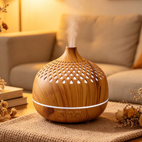 Diffuseur d'arômes en bois grainé de 250 ml, humidificateur USB 5V/1A avec 3 lumières LED pour la maison, le bureau, le SPA, certifié FCC CE ROHS