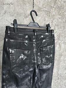 <span class=keywords><strong>Jeans</strong></span> Flare Personalizzati da Uomo, Pantaloni Cargo in Denim Cerato Lavato con Stampa Vintage, <span class=keywords><strong>Jeans</strong></span> Cerati Impermeabili - Product Image 5